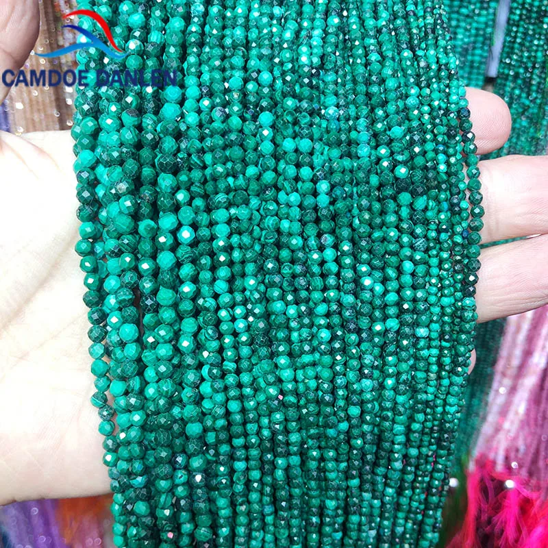 

High Quality 100% Natural Stone Faceted Green Malachite Round Beads For Jewelry Making 2/3/4mm DIY Necklace Bracelet Earring