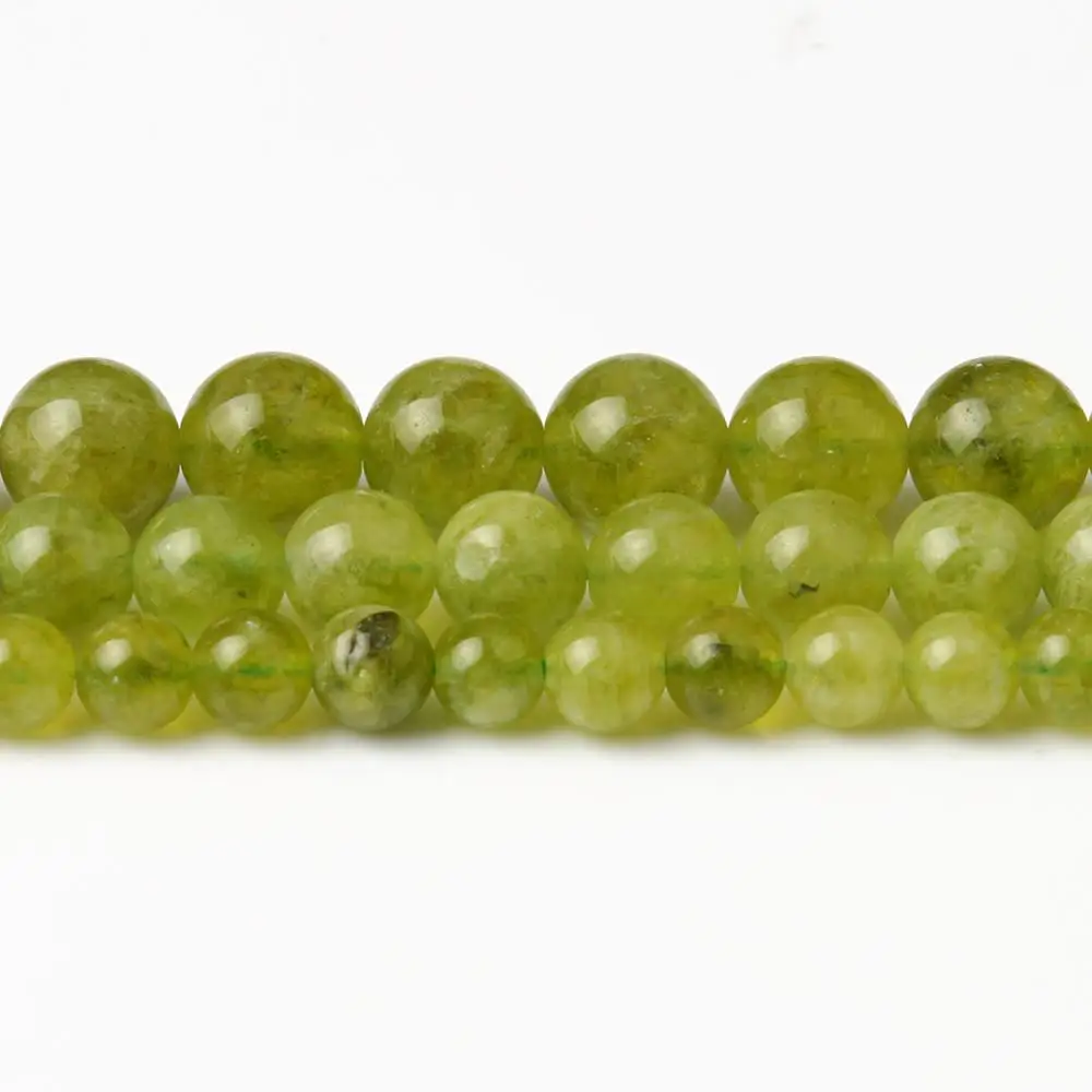 Natural Stone Green Peridot Round Loose Beads Beads For Jewelry Making Handmade DIY Bracelet Accessories 6 8 10mm 15\'\'Inches