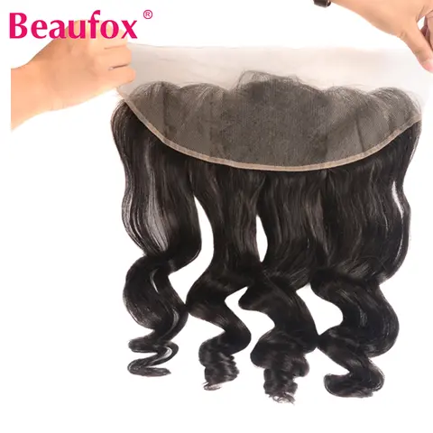 Beaufox Ear To Ear Loose Wave Lace Frontal Closure Free Part Brazilian Human Hair Closure Remy Hair