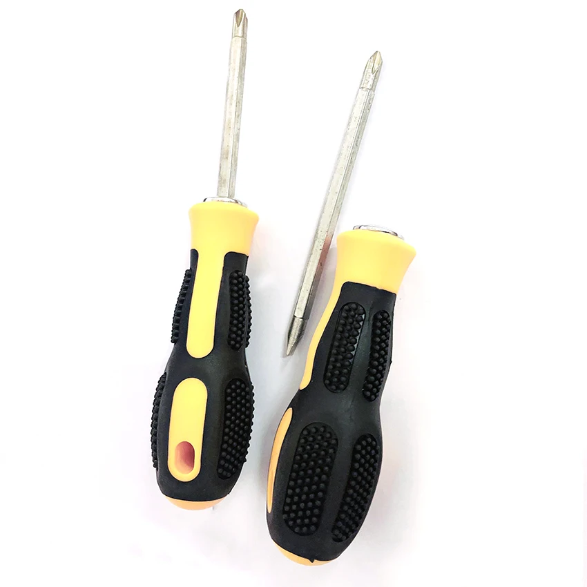 Magnetic Dual-Bit Screwdriver, 2-in-1 Screwdriver with Massage Grip Handle, Electronics Pocket Screwdriver, Slotted & Cross Bit