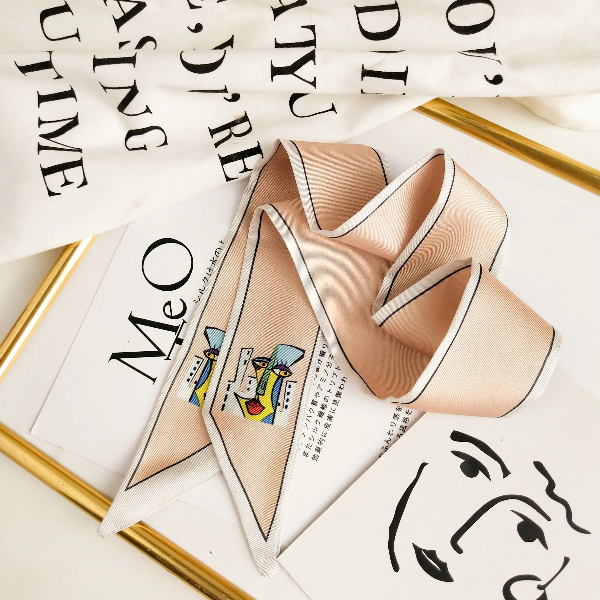 INS Korean Small Silk Scarf Female Spring Autumn Narrow Fashion Long Strip Arm Bag Ribbon Neckerchief