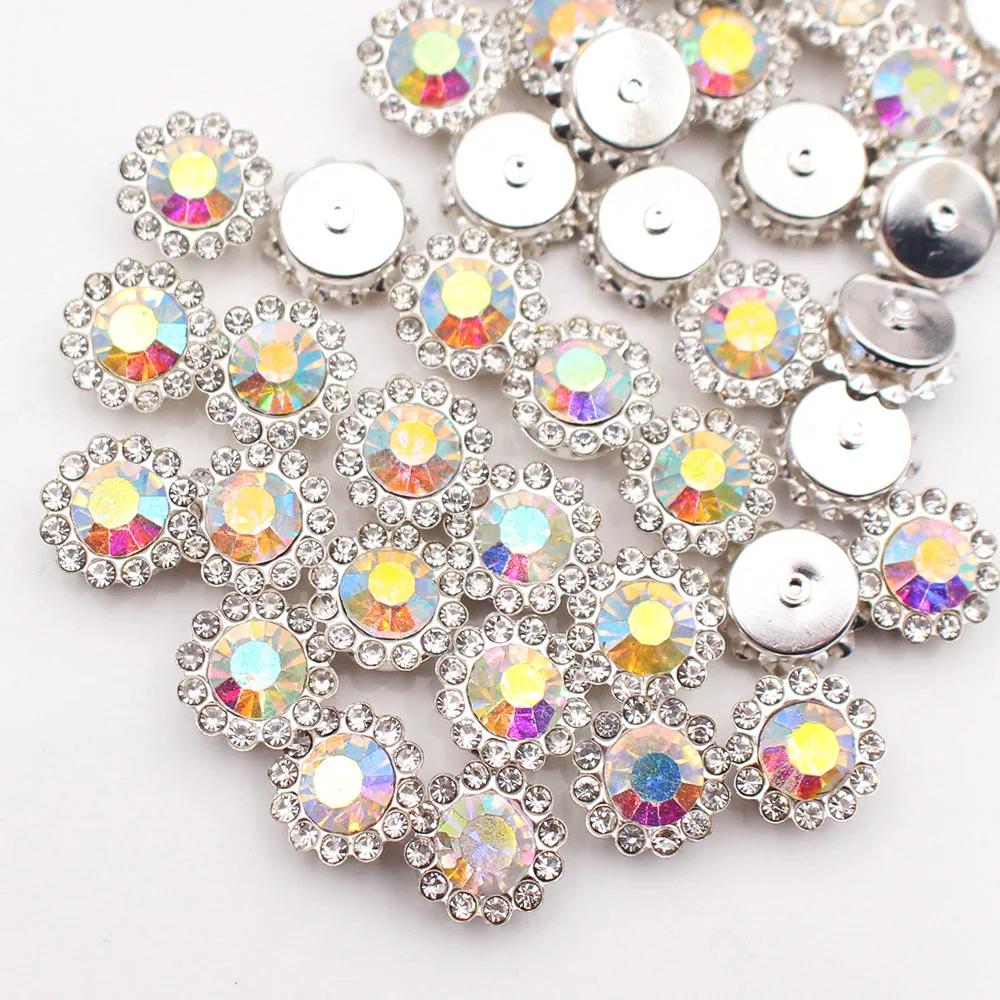 8-12mm Sun Flower Claw Rhinestones with Silver Bottom Strass Crystal Sewing on Rhinestones Crystals Stones for DIY Wedding Dress