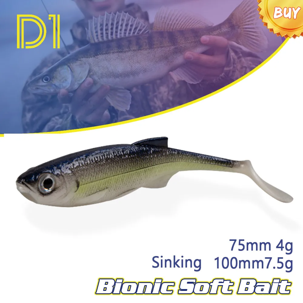 

D1 Winter pike Silicone baits 2020 Fishing artificial bionnic wobblers 75mm 4g100mm 7.5g bait for fishing freshwater soft lure