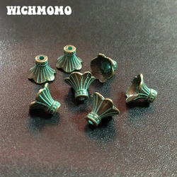 20pcs/bag 13mm Retro Patina Plated Zinc Alloy Green Flower Spacer Bead End Caps For DIY Jewelry Accessories