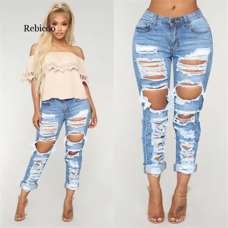 

Fashion Women's Denim Jeans Casual Trendy Boyfriend Jeans Loose Long Pants Spring / Summer Women's Clothing S-2XL