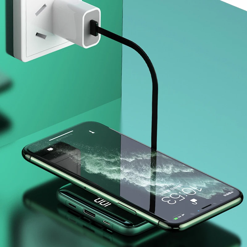 Caricabatterie Wireless Mini Power Bank caricabatteria portatile Powerbank con cavo batteria esterna per iPhone 15 Xiaomi 14 20000mAh