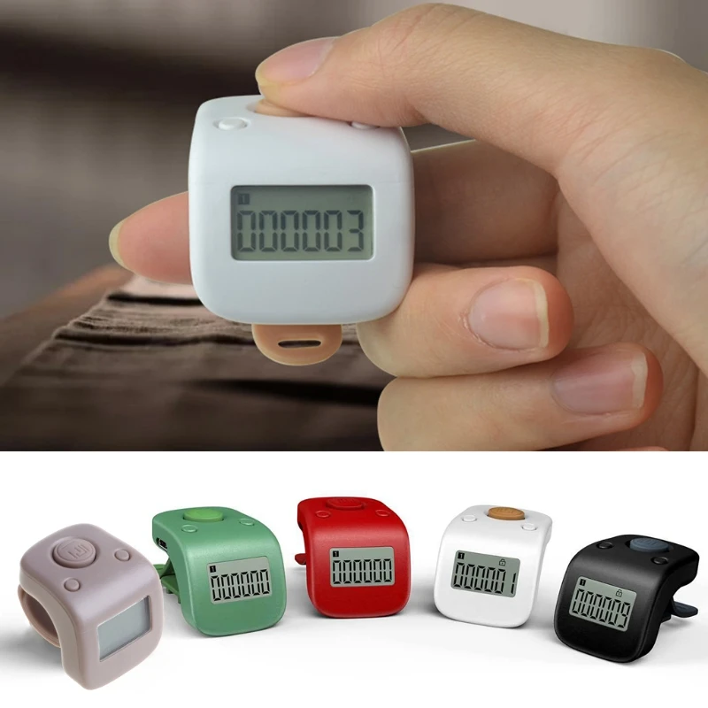 Mini Rechargeable Digital LCD Electronic Finger Ring Hand Tally Counter Six/6 Digit Buddha beads/Prayer Counter Clicker