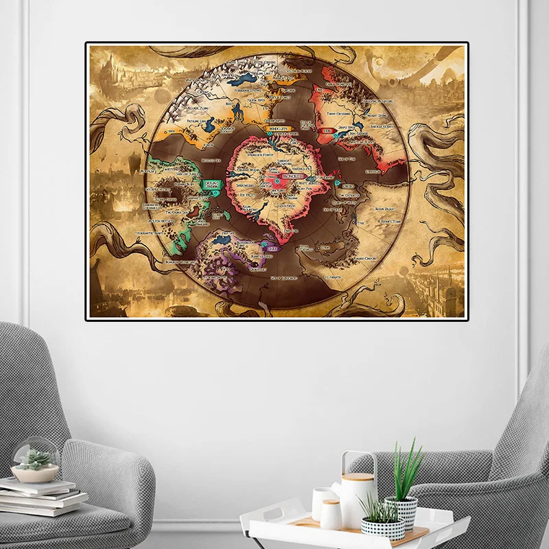 150*100Cm Retro Bản Đồ Tranh Canvas Vintage Trang Trí Không Dệt Trang Treo Tường Và Hình In Phòng Khách trang Trí Nhà Cửa