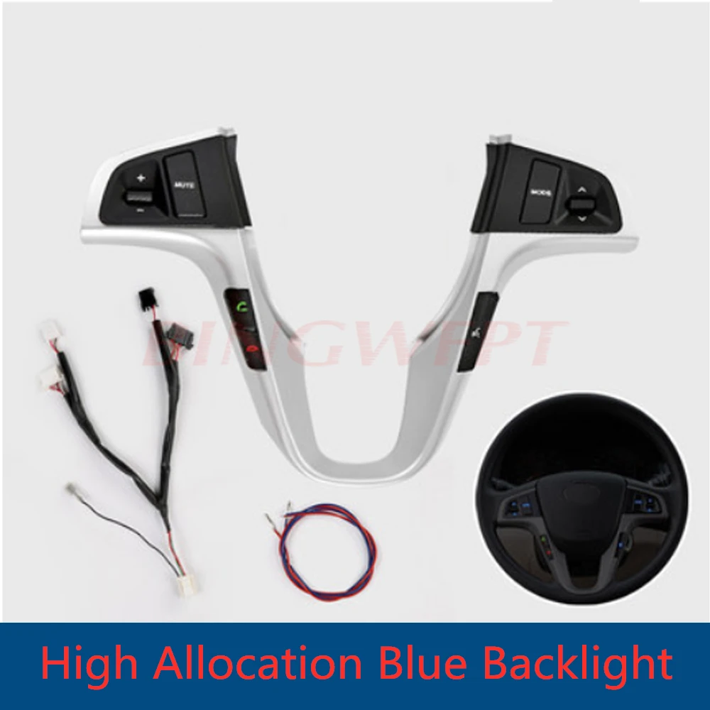 Blue backlight With bluetooth For Hyundai VERNA SOLARIS Multi-function Steering Wheel Audio Control Buttons 1pc