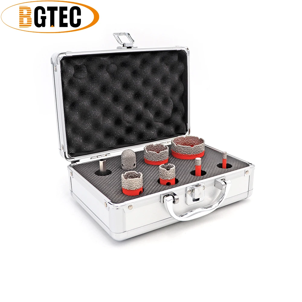 BGTEC 1ชุด M14 6/8/20/25/35/50/F20/HEX สูญญากาศ brazed Diamond Drill Core Bits กับกล่อง Hole Saw หินแกรนิตหินอ่อนเซรามิค Bit