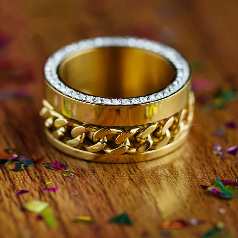 Anillos de boda de acero inoxidable para mujer, joyería Vintage clásica de circón, diseño retorcido, Color dorado, Lima de Perú