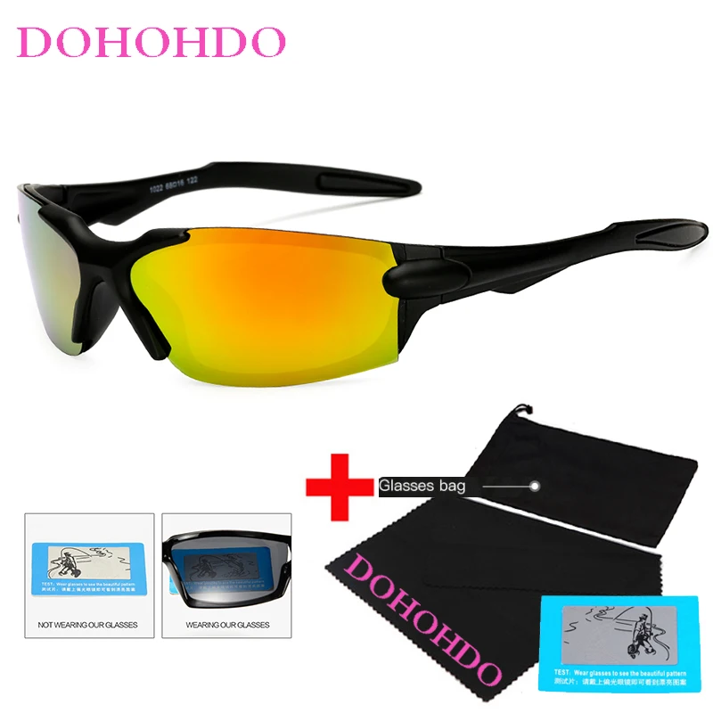 DOHOHDO Sport Polarized Sunglasses Polaroid Sun Glasses Mirror Windproof Goggles UV400 Sunglasses For Men Women Eyewear With Bag