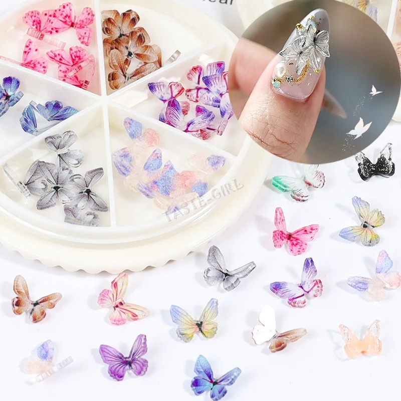 

30PCS/Wheel 3D Colorful Butterfly Beautiful Charms Nail Art Rhinestones Decoration Pixie Ornaments DIY Manicure Accessories Set