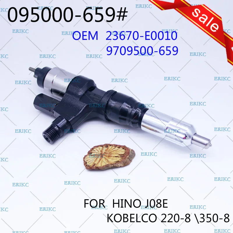 ERIKC 6593 Common Rail Fuel Injector Assy 095000-6593 Auto Diesel Engine Sapre Part Injection for KOBELCO 220-8 /350-8 HINO J08E