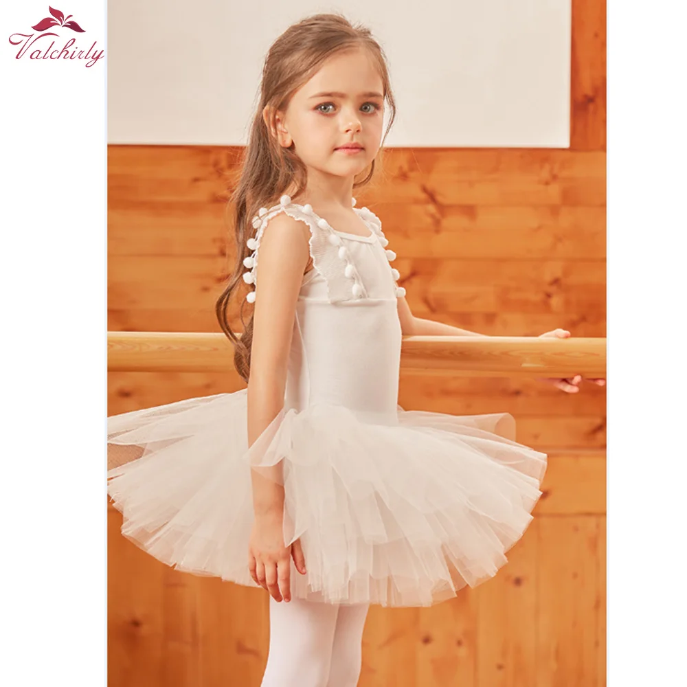 New Girls White Ballerina Tutu Dress Ballet Costumes  Kids Dancewear Gymnastics Leotard for Child Performance