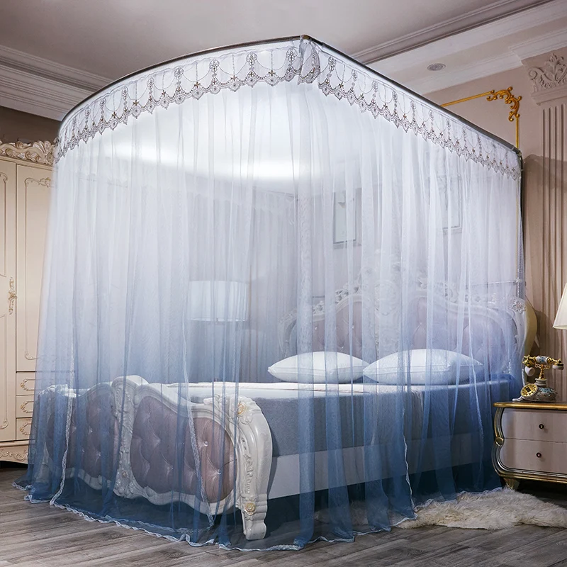 European Double-layer Telescopic Mosquito Net Princess 1.8 M Thickened U-type Track Curtains Encryption Nets Home Decor