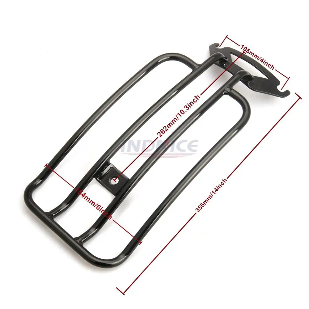 Aço traseiro Fender Rack para Harley Touring, Preto Solo Assento Bagagem, FLHTCU, FLHR Estrada Glide, FLTR