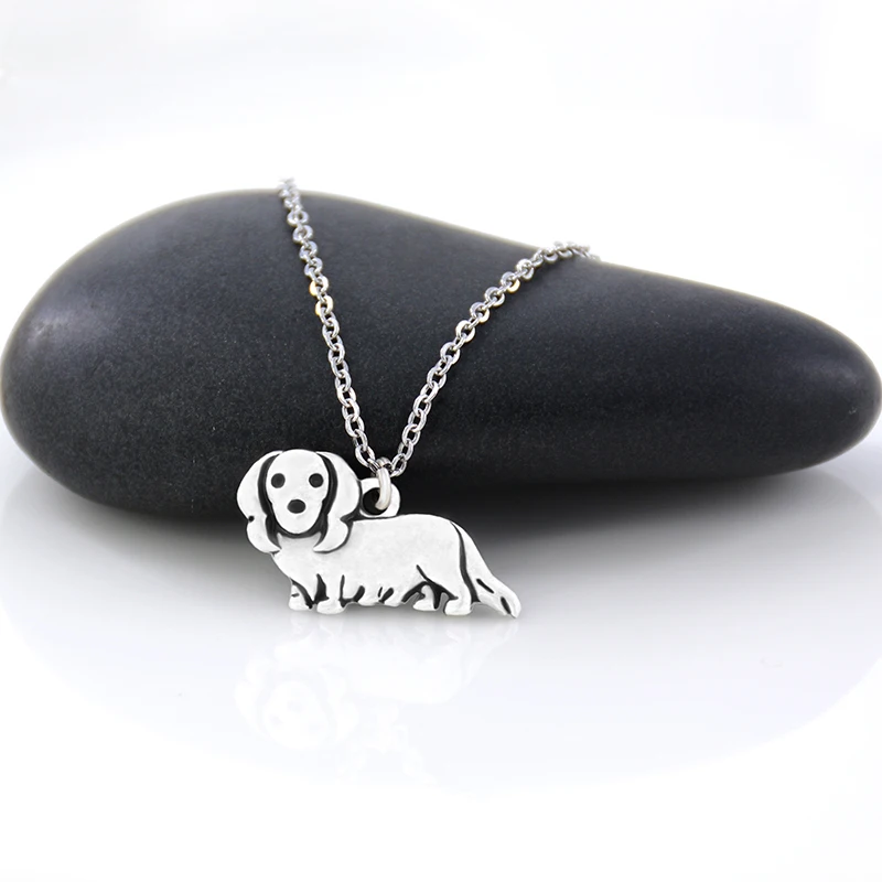 10 Pieces Vintage Long Hair Dachshund & Doxie Dog Pendant Necklaces for Women Stainless Steel Chain Necklaces 2020 Party Jewelry