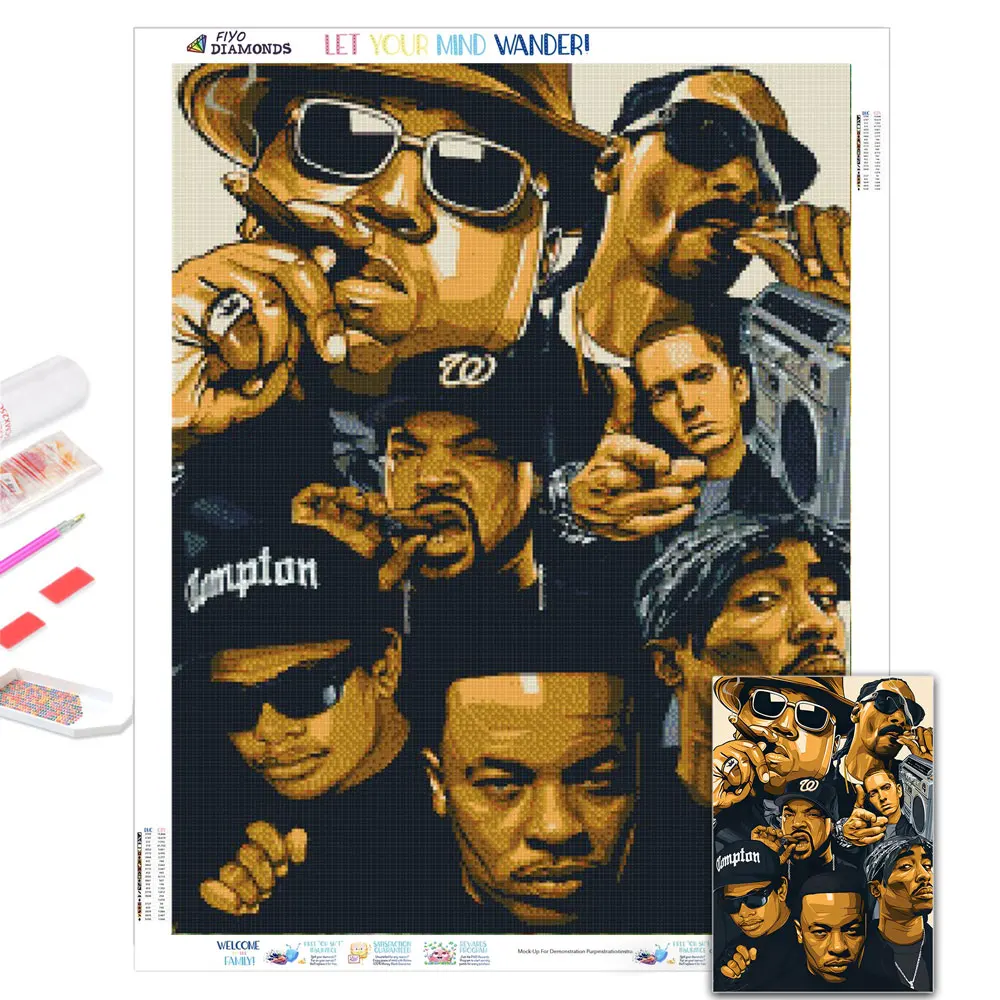 

5D DIY Diamond Painting Hip Hop Legend Picture Diamond Mosaic Art Embroidery Cross Stitch Kits Home Decor New Year 2022 navidad