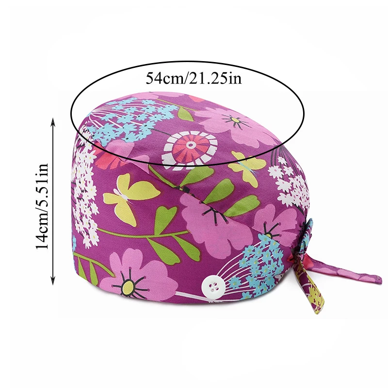 Fashion Nursing Hat Floral Surgical Cap Doctors Scrub Cap Printing Nurse Baotou Hat Embroidery Medical Pharmacy Bonnet Caps