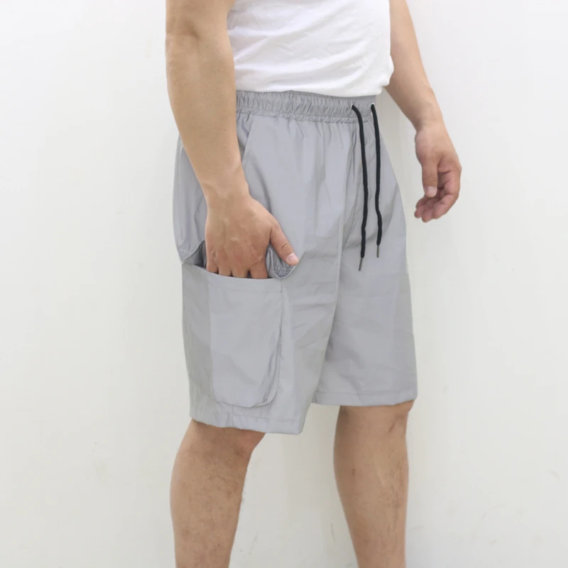 Summer 2025 reflective cargo shorts men multi pockets short pants hip hop casual sports shorts bermudas masculina
