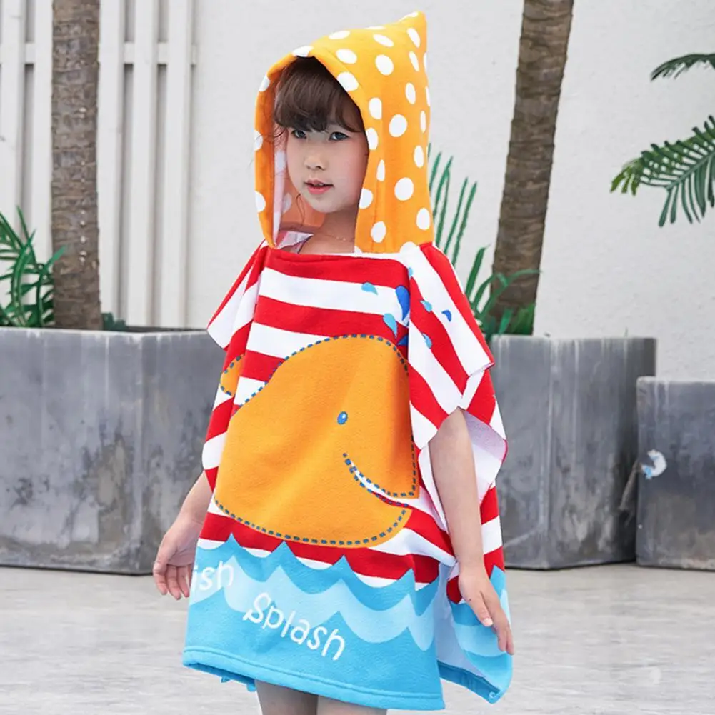 Towel Poncho for Children Microfiber Bathrobe Kids Surf Pool Changing Robe Girl Boy Quick Dry Beach Children\'s Swimming Towels