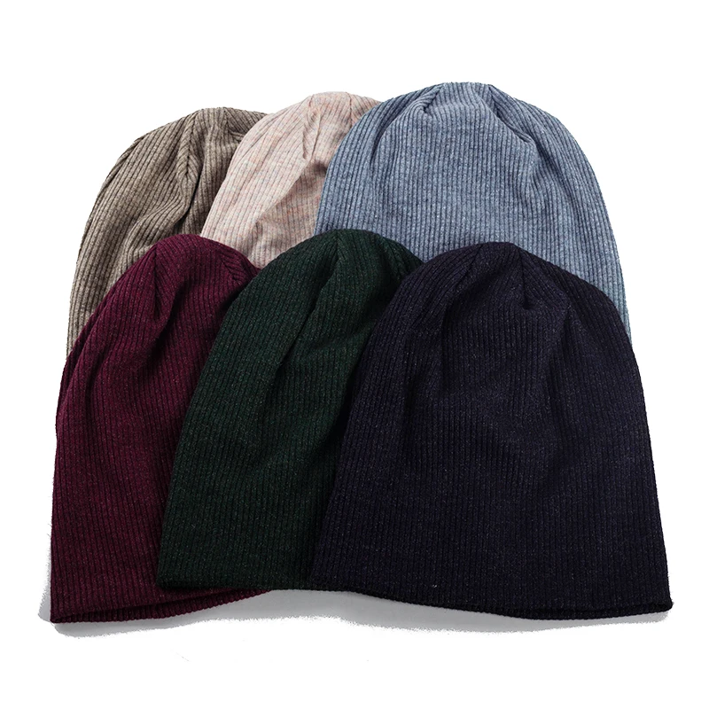 Knitted Hat For Women Plain Color Ribbed Beanies&Skullies Hats Men Baggy Casual Caps Unisex Fashion Warm Beanie Bonnets