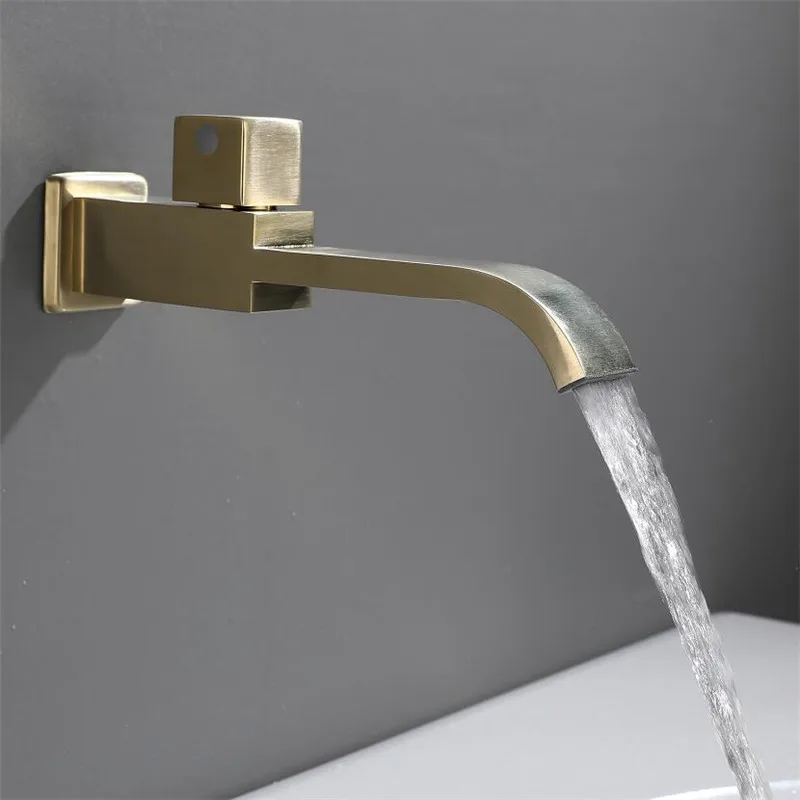 Tuqiu Basin Faucet Only Cold Brushed Gold Bathroom Faucet In-Wall Bathroo Faucet  Bathroom Sink Tap Basin Mixer Tap Set