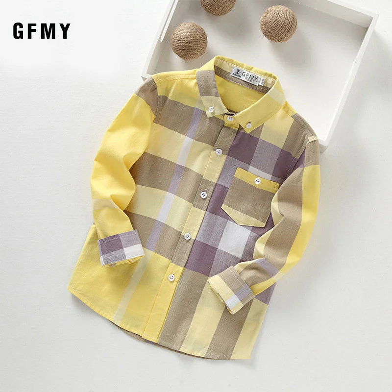 GFMY 2020 summer 100% Cotton Full Sleeve Fashion kids Plaid Shirt 3T-14T Casual Big Kid Clothes Can Be a Coat