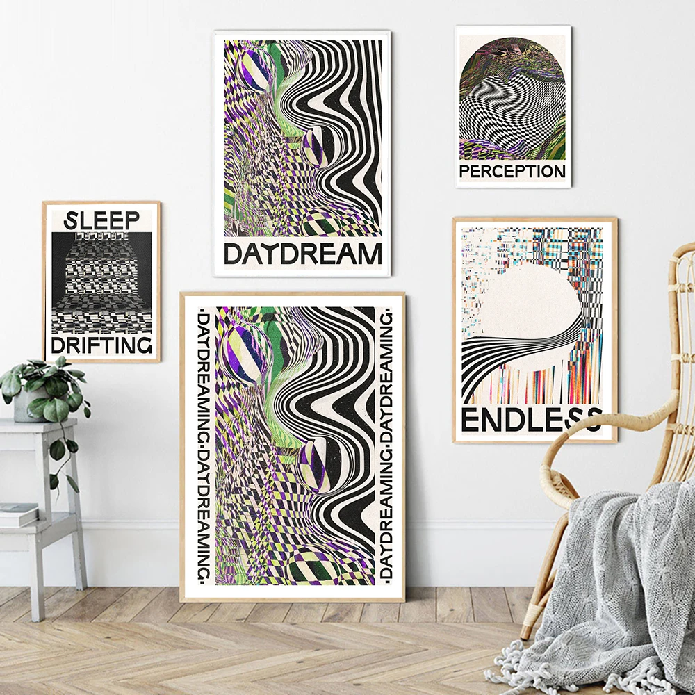 

Абстрактные плакаты и принты, черная Сонная Цитата D, холст, настенное искусство, восприятие, бесконечные волны, живопись, Современное украшение для дома и комнаты