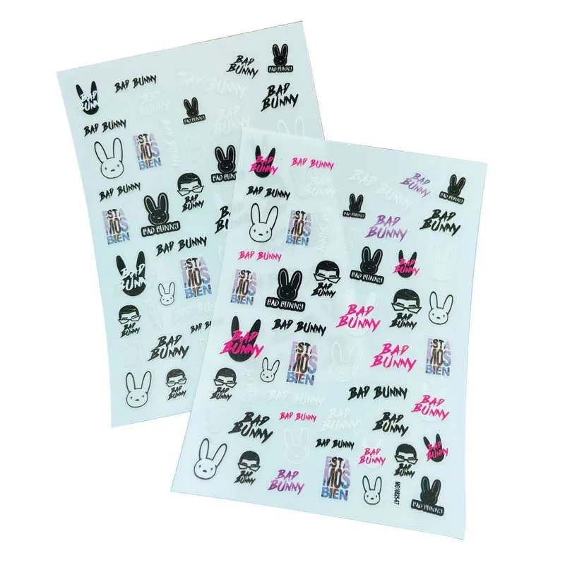 DIY 3D Japanese Style Fashion New Arrival Thin Light Traceless Nail Stickers Bad Luck Bunny Series Dry Nail Decals Nail Art