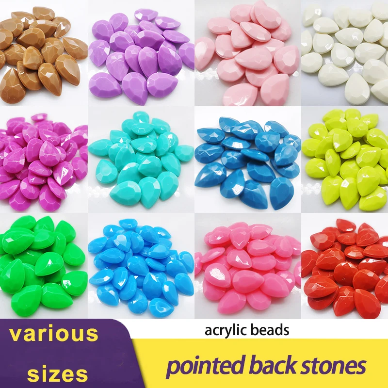 High Quality 6-25MM 24-Color  Teardrop Waterdrop  Acrylic Beads For Garment Craft Charm Jewelry 3D Nail Arts Diy Decorations