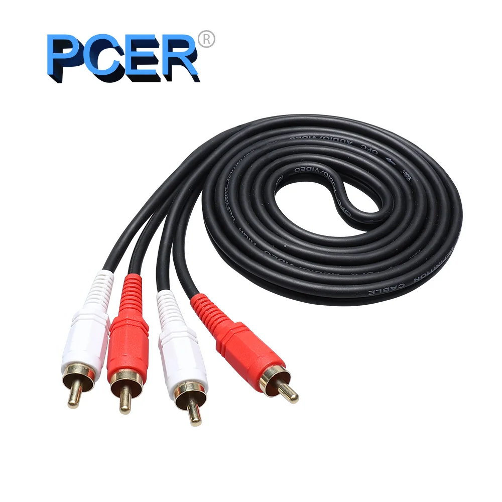 PCER 2RCA a 2 RCA Maschio a Maschio Cavo Audio Gold-Plated RCA Audio Cavo 1.5m 3m 5m per il Teatro Domestico DVD TV CD Amplificatore Cassa di Risonanza