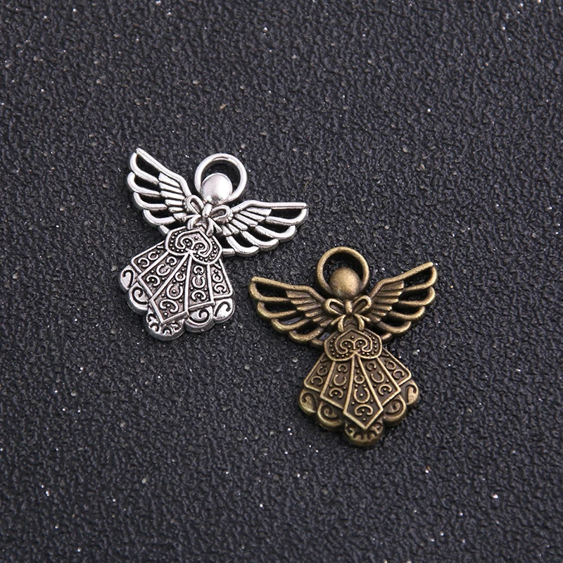 10pcs/lot 23*26mm Free Shipping  Two Color Alloy Angel Charms Diy Jewelry ASccessories