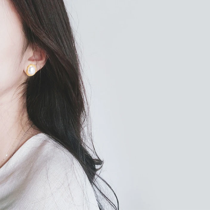 ZHBORUINI Pearl Earrings For Women Gold Thread Winding Jewelry Of Silver Freshwater Pearl Handmade Style 925 Silver Earring