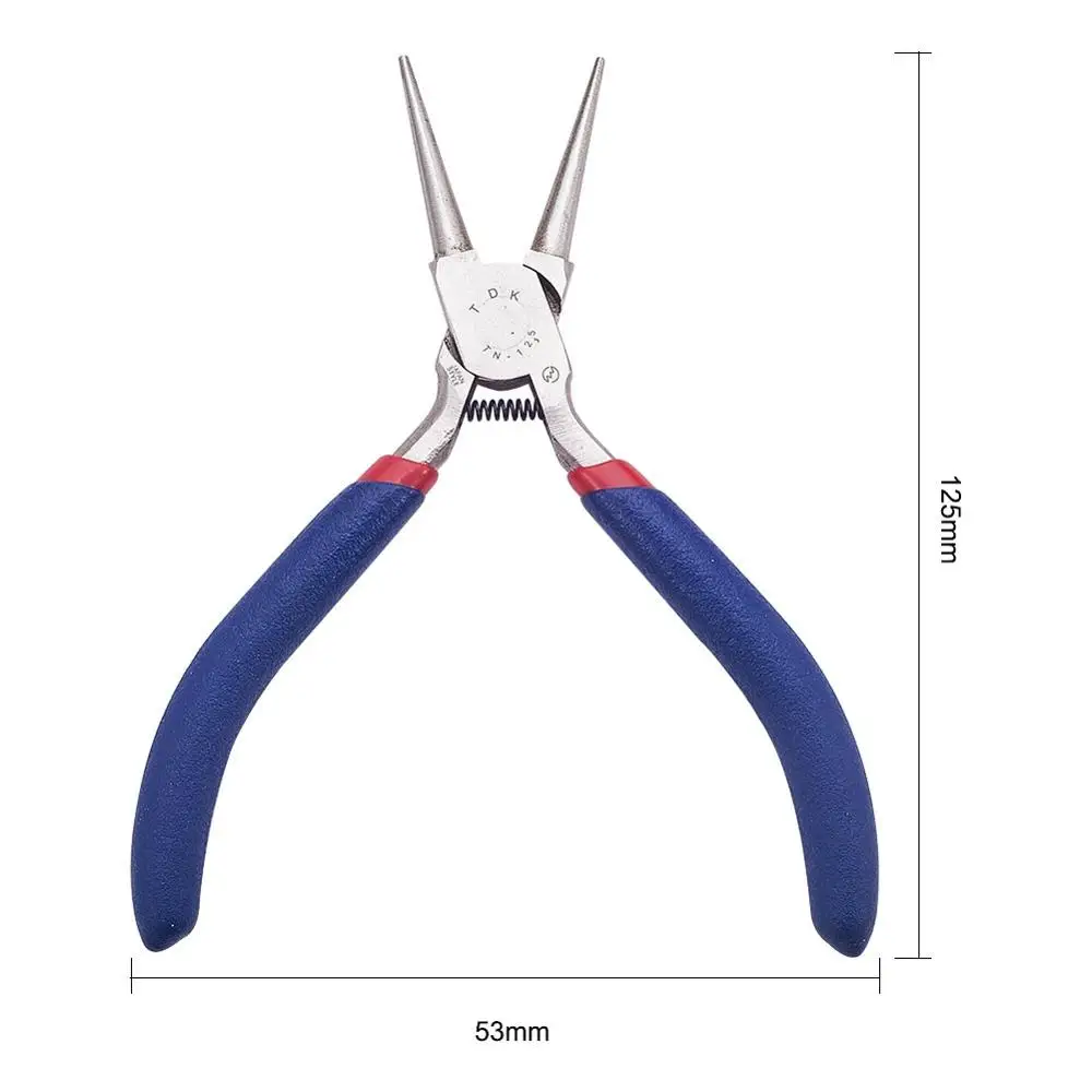 Szczypce okrągłe PandaHall ze stali nierdzewnej, narzędzia i wyposażenie do tworzenia biżuterii DIY, kolor granatowy, 125x53mm — zdjęcie 4