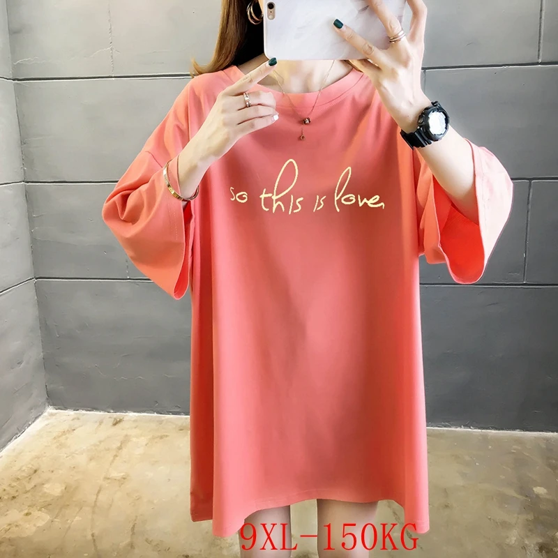 

Women's Round Neck Five-Point Sleeves T-shirt, Casual Loose Printing, Large Size, 5XL-9XL, Summer Fashion, New,
