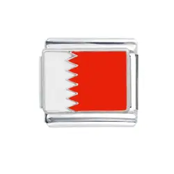 Stainless Steel Composable Classic 9mm national Bahrain country flag Italian charm link bracelet Fit Zoppini Dropship