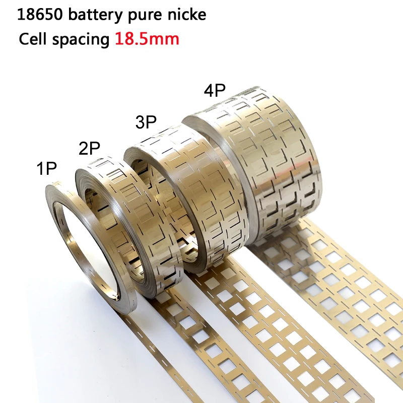 Шина для ремня из чистого никеля 1 м, полоса из чистого никеля, расстояние между ячейками 18,5 мм, без держателя, для литиевого аккумулятора 18650