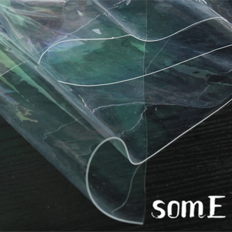 0.2mm Transparent TPU Fabric PVC Plastic Film DIY Waterproof Crystal Bags Stage Decor Raincoat Coat Clothes Designer Fabric