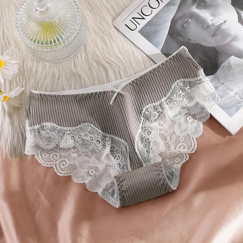 2021 New Japanese Cotton Underwear Women Panties Sexy Lace Underpants Fashion Bow Briefs Female Thread Lingerie Women Underwear image 2
