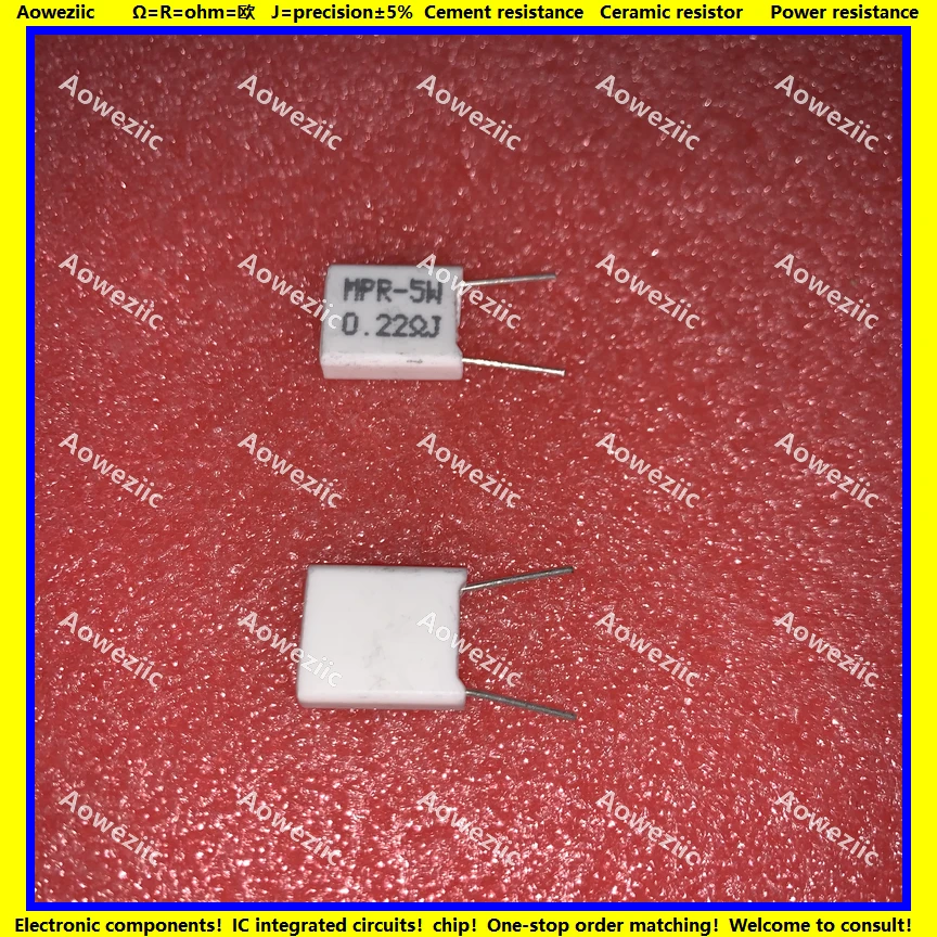 10Pcs Inductionless Cement Resistor 5W 0.22 ohm 5WR22J R 0.22RJ 5W0R22J Ceramic Resistance precision 5% Non-inductive Resistor