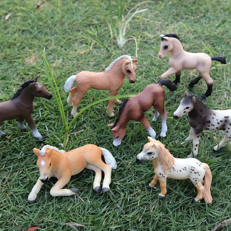 Oenux Lovely Farm Family Model Action Figures Farmer Cow Hen Horse Pig Poultry Animals Figurine Miniature Educational Kids Toy