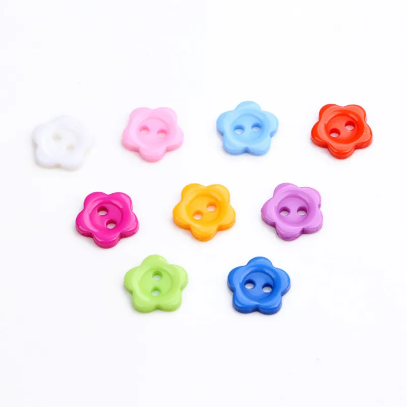 100Pcs Cute Plum Blossom Flower Buttons,Sewing Buttons Craft DIY Children\'s Handmade Buttons,Children\'s Sweater Buttons