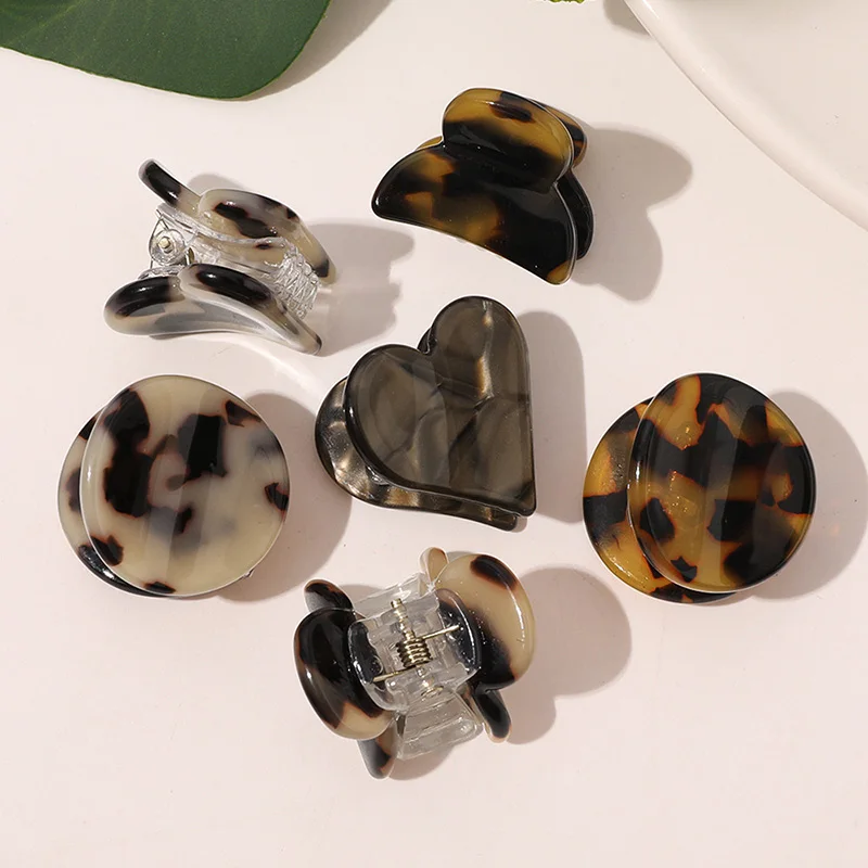 Cakar Rambut Mini Wanita Jepit Rambut Kecil Asetat Jepit Rambut Warna Solid Baret Print Leopard Aksesori Rambut Jepit Rambut Akrilik Geometris