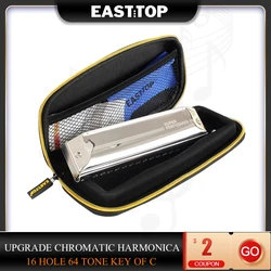 EASTTOP Harmonica Music Instruments Key of C 16 Holes 64 Tones Chromatic Instrumentos Musicales Chromatic Competitive ETP-16