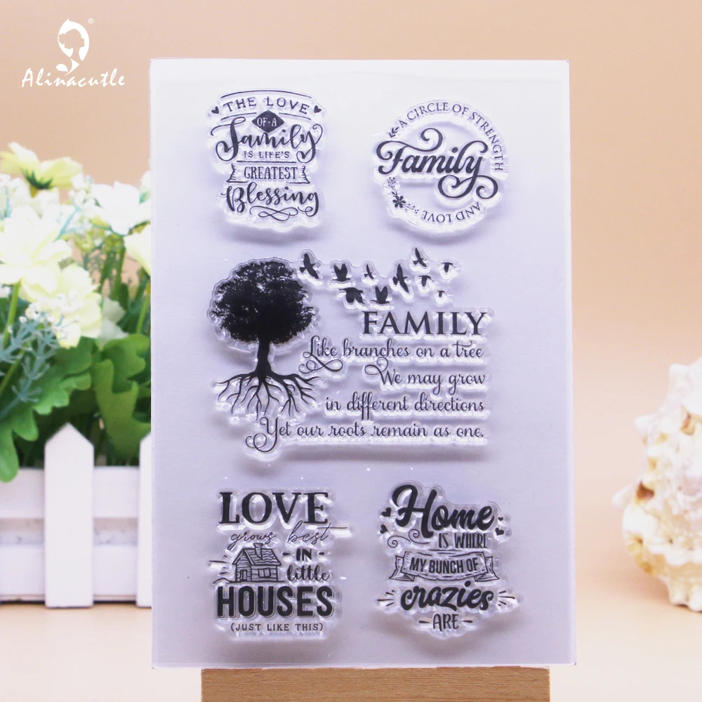 Alinacutle CLEAR STAMPS Family Love DIY Scrapbooking Card Album Paper Craft Rubber Roller Transparent Silicon Stamp