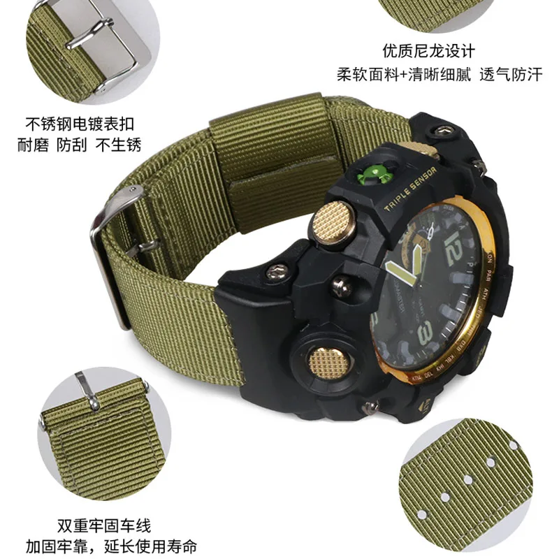 Nylon Wristband For Casio G-Shock Mudmaster GWG-1000 Watch Band Gshock GWG1000-1A Sports Canvas Watch Strap with Tool