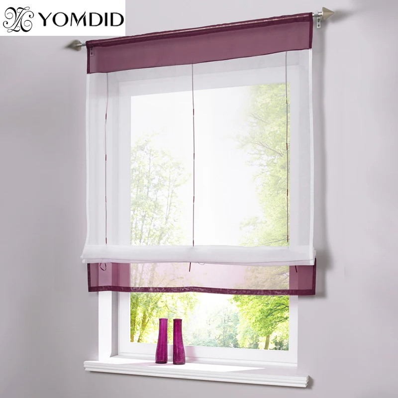 Pastoral Roman Curtains Solid Sheer Window Tulle Curtain For the Kitchen Living Room Bedroom Windows Balcony Voile short curtain
