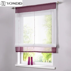 Pastoral Roman Curtains Solid Sheer Window Tulle Curtain For the Kitchen Living Room Bedroom Windows Balcony Voile short curtain